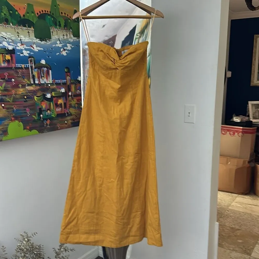 NEW Lost + Wander Elia Strapless Linen & Cotton Midi Dress - size small - Picture 7 of 9
